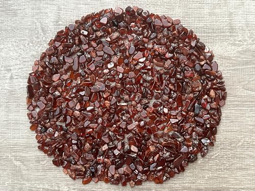 Wholesale Natural Semi Tumbled Orange Garnet Gemstone Chips, Crushed Mini Orange Garnet Crystals, Undrilled Crystal Chips (Orange Garnet, 0.5 Pound)