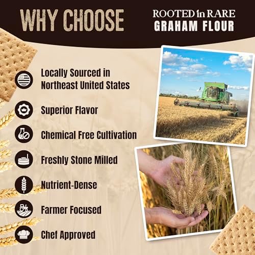 Graham Flour For Baking - 30 Ounce Bag - Product of USA - Stone Ground Whole Wheat Flour - Great for Homemade Graham Crackers or as Whole Wheat Bread