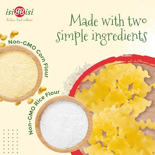 isiBisi Gluten-Free Baby Mafalda Pasta, 1.25 LB - Mini Lasagna Noodles Made With Corn and Rice Flour - Vegan, Non-GMO, Made in Italy