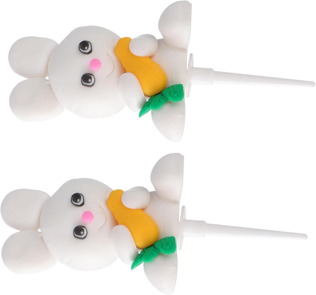 OUNONA 2Pcs Carrot Bunny Cake Picks Cute Birthday Cake Decoration Dessert Ornament for Party Celebrations Creative and Adornments for Cakes and Cupcakes
