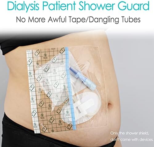 Shower Protector [Pack of 25], 10" x 12" Dialysis Catheter Shower Cover Shower Shields PD PICC Line Water Barrier, Waterproof Wound Bandage Protector Disposable Transparent