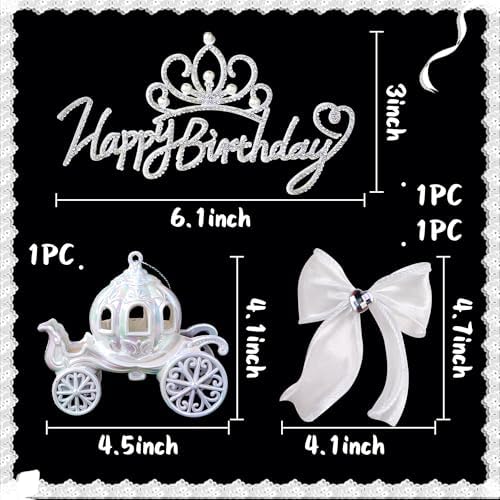 JeVenis Luxury Princess Castle Cake Topper Carriage Wagon Cake Decoration for Girls Kids Happy Birthday Party Decorations Princess Baby Shower Supplies