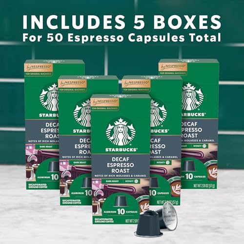 Starbucks by Nespresso Original Line, Decaf Espresso, Dark Roast, 50-count Espresso Pods