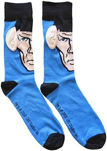 Star Trek Spock with Ears Crew Socks, Blue, Sock Size 10-13, Shoe Size 6-12
