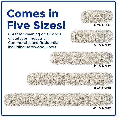 Nine Forty Industrial-Grade 24x5 Cotton Dust Mop Head Refills, Perfect Replacement for Busy Home, Gym, Industrial and Commercial Spaces, Heavy-Duty Mop for Janitorial & Housekeeping Needs - 2 Pack