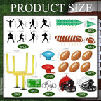 BiBo Football Cake Topper Decorations, 36 PCS Football Themed Cupcake Toppers Include Field Goal Post/Mini Helmet and Rugby Ball/Toothpicks for Football Birthday Party Supplies.