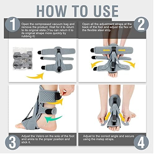 Plantar Fasciitis Night Splint-Upgrade 3 Adjustable Planter Facetious Relief Brace,Plantar Fasciitis Relief Women Men Straps,Support Relief Foot Drop Achilles Tendonitis Day Night(Gray-1PC)