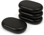 Set of 4 XL Oval Hot Massage Stones – Natural Basalt Stones for Spa Therapy & Muscle Relief – Smooth, Heat-Retaining, Large Size for Professional and Home Use