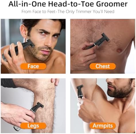RUIM Men's 3-in-1 Body Groomer – Waterproof Electric Shaver for Groin & Sensitive Areas | Painless Wet/Dry Use with Nose, Ear & Eyebrow Trimmer