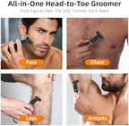 RUIM Men's 3-in-1 Body Groomer – Waterproof Electric Shaver for Groin & Sensitive Areas | Painless Wet/Dry Use with Nose, Ear & Eyebrow Trimmer