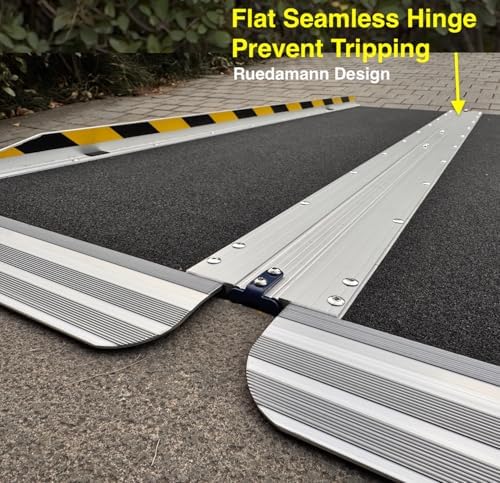 Ruedamann 4FT Wheelchair Ramp, Portable Wheelchair Ramp for Home Entrance, 30-1/4" Wider Design, Non-Slip Aluminum Folding Ramps for Wheelchairs, Strollers, Scooters, Stairs, Curbs, Doorways