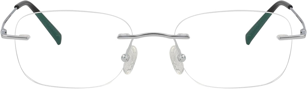 Eyekepper Titanium Rimless Reading Glasses Frameless Rectangle Oval Readers Women Men Silver +1.25