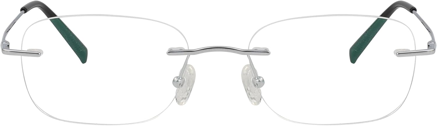 Eyekepper Titanium Rimless Reading Glasses Frameless Rectangle Oval Readers Women Men Silver +1.25
