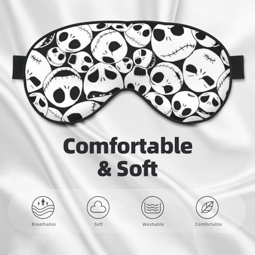 Halloween Skull Sleep Mask for Women Men, Soft and Comfortable Eye Mask with Adjustable Strap for Travel Yoga Nap Sleeping
