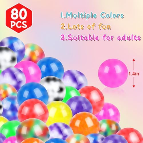 BESNEL 80 Pack Stress Balls for Adults, Bulk Squishy Ball, Stress Balls Set, Anti-Anxiety Easter Stress Relief Fidget Balls
