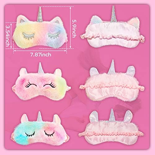 3 Pieces Plush Sleeping Eye Cover Bunny Cat Blindfold Cover Unicorn Sleeping Eye Shade Soft Funny for Kids Girls and Adult Travel (Unicorn Style)