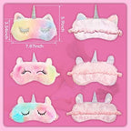 3 Pieces Plush Sleeping Eye Cover Bunny Cat Blindfold Cover Unicorn Sleeping Eye Shade Soft Funny for Kids Girls and Adult Travel (Unicorn Style)