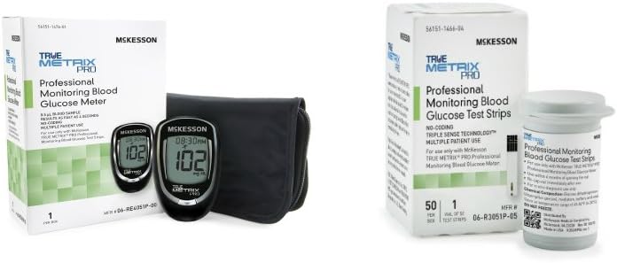 McKesson True Metrix Pro Professional Monitoring Meter + 50 Mckesson True Metrix Pro Blood Glucose Test Strips (Bundle)