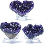 Purple Amethyst Crystal Heart Stones 3-3.5inch(9cm), Druzy Geode Natural Crystals AA Color, Spiritual Healing Purple Crystals Stones Energy Stone Decoration from Uruguay.