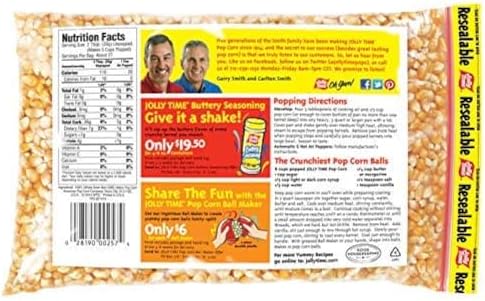 Jolly Time Unpopped Popcorn Kernels, Gourmet Popping Corn for Air Popper Machine or Stovetop, Non-GMO (Yellow Pop Corn, 2 Pound (Pack of 2))
