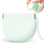 Silicone Retainer Denture Storage Case Holder, Portable Slim Dental Container Cleaning Box with Drain Holes and Leakproof for Aligners, Mouth Guards, Night Guards, Removable Dental Appliances (Green)