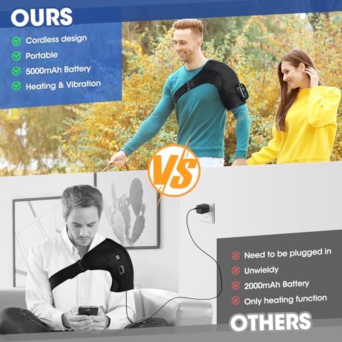Cordless Shoulder Heating Pad with Massage, FSA Eligible Items List, Heated Shoulder Wrap Massager for Pain Relief Deep Tissue, Rotator Cuff Heating Pad, HSA Approved Products Only