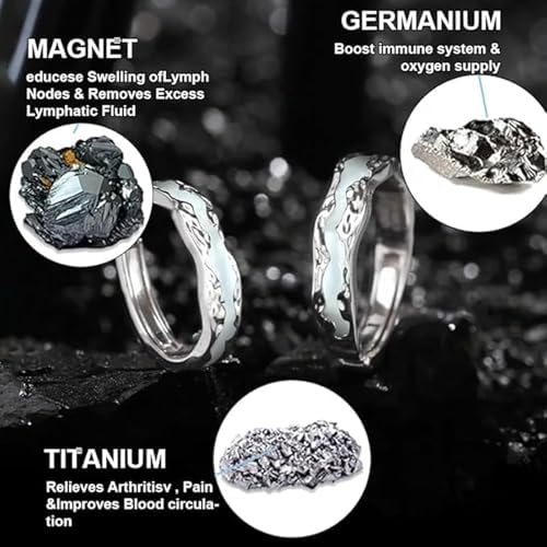Lymphatic Magtherapy Luminous Ring For Men Women, Titanium Ion Therapy Acupuncture Unclog Bloodstream Lymph Nodes Light Up Hope Adjustable Finger Ring Jewelry Gift For Couple