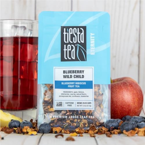 Tiesta Tea Blueberry Wild Child, Mother's Day Loose Leaf, Blueberry Hibiscus Herbal Tea, Premium Non-Caffeinated Fruit Blend, Make Hot or Iced & Brews Up to 25 Cups, 1.8 Ounce Resealable Pouch