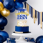 Congratulations BSN Cake Topper, BSN Graduation Decorations, Congrats Nurse/RN/BSN, Medical Nursing School Graduation Party Decorations (Blue and Gold Glitter)