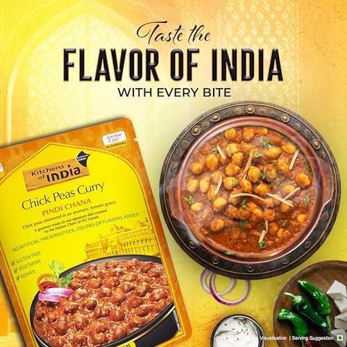 Kitchens of India Pindi Chana – Chick Peas Curry, (Pack of 6)10 Ounces , Gourmet Ready To Eat Authentic Indian Dish (Pack of 6)