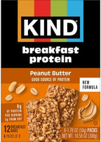 KIND Breakfast Protein Bars, Peanut Butter, Gluten Free, Low Sodium, Healthy Snacks, 8g Protein, 6 Count (6 Packs of 2 Bars)