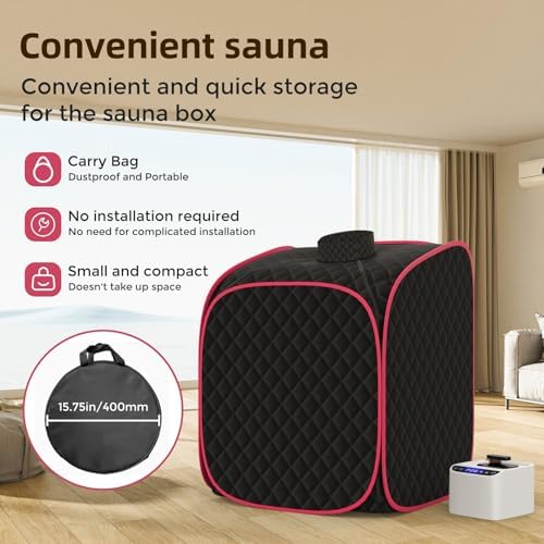 Portable Steam Sauna at Home, 9 Levels Heating, Sauna Tent for Home with Steamer and Folding Chair, Sauna for Relaxation, Detoxification, Spa