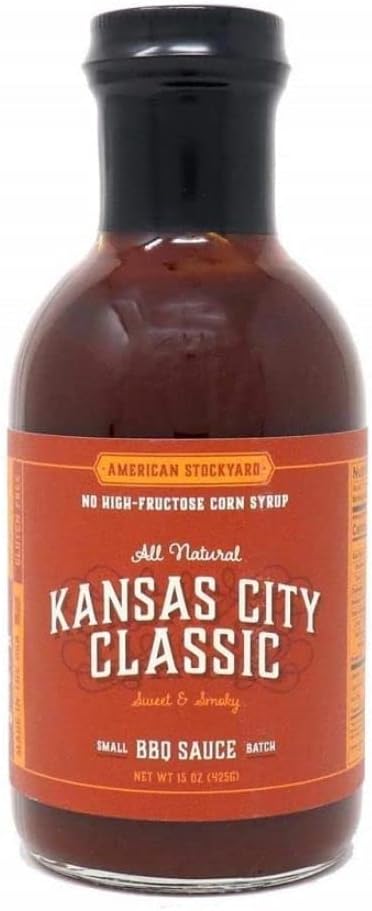 Organic Kansas City Classis BBQ Sauce - Made in USA - 15.5oz Bottle - Family Friendly - Handcrafted in Small Batches with All Natural Ingredients