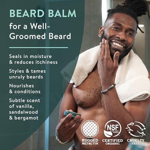 Badger Beard Grooming Kit, Organic Beard Oil Bottle + Organic Beard Balm Tin, Subtle Masculine Scent, Organic Mens Beard Care for Healthy Beard Growth, 2-Pack
