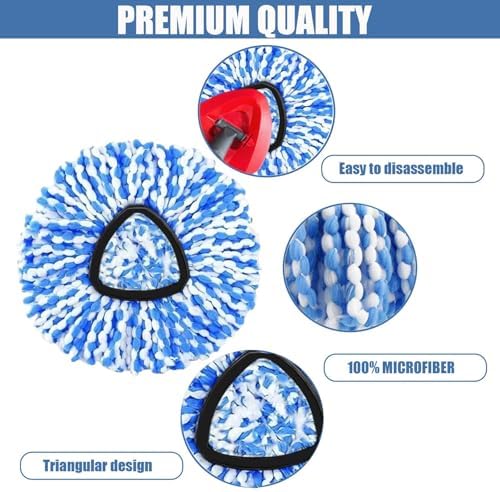 4-Pack Spin Mop Replacement Head for O-Ceda RinseClean Spin Mop Refill 2-Tank System Microfiber Deep Cleaning Machine Washable and Easy-to-Replace