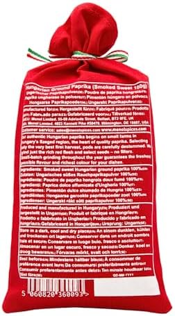 Menol Spices Authentic Hungarian Smoked Paprika Powder (Smoked Sweet, 3.5oz / 100g) Gourmet Quality, Produced in region of Szeged, Hungary, Incredible Flavor, Freshly ground
