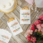 Juvale Paper Bags for Cookies & Treats - 7.5 x 5 in, White, 100 Pack - Thank You Pouches with Flowers & Floral Paper Party Favors - Wedding Favor Candy Bags