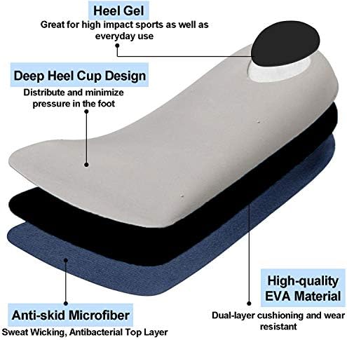 3/4 Length Plantar Fasciitis Inserts, Half Orthotic Insoles for Flat Feet, Plantar Fasciitis, Feet Fatigue, Lower Back Pain Relief Arch Support Insoles for Men and Woman (S)