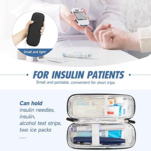 YOUSHARES Insulin Cooler Travel Case, Small EVA Diabetic Insulated Organizer Portable Cooling Bag for Medication Cooling Insulation, Epi Pen Carrying Bag with 2 Ice Pack (Black)