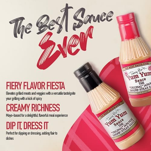 Terry Ho's Yum Yum Sauce Original & Spicy 16oz Bundle - Sweet, Tangy Mayonnaise-Based Sauce for Dipping, Marinade, and Dressing for Shrimp, Steak, Chicken & Veggies.