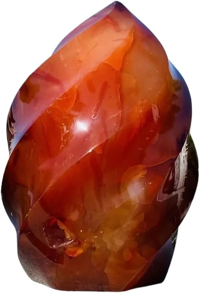 KatLin Natural Stone Natural Red Agate Flame Spiral Quartz Crystal Mineral Specimen Reiki Home Office Decoration Gift(610-700g)