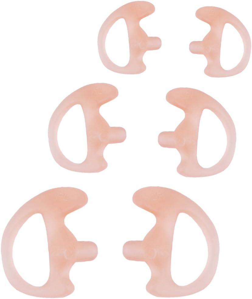 Replacement Earmold Earbud Earplug for M0torola Kenwood Two-Way Radio Air Acoustic Coil Tube Audio Kits (Pink, 3 Pairs-Small,Medium,Large)