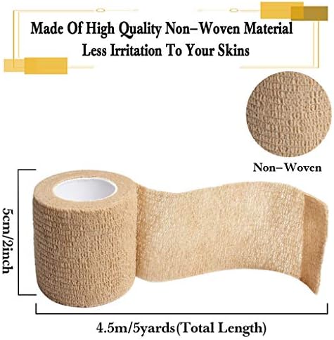 Self Adhesive Tape,Cohesive Wrap Bandages,Camouflage Wrap Tape for Hunting,Strong Elastic Stretch Sports Tape for Wrist Sprains & Swelling,12 Pack-2" x5 Yards(12 Color)