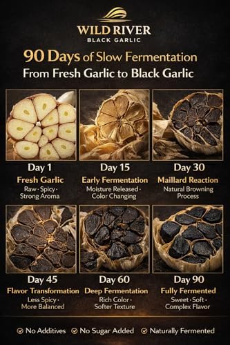 100% American Grown Black Garlic Puree, Wild River, Made in USA, Gilroy California Garlic, Umami Paste in Glass Jar 8.4 oz