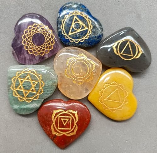 Jet Chakra Stone Set Heart Shape Healing Chakra Balancing Palm Stone Massage Reiki Spiritual Strength Thumb Stone
