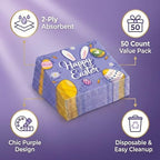 ibohr 50Pcs Easter Napkins, Cute Cocktail Napkins with Eggs & Carrots, 6.5 Inch Disposable Paper Napkins for Easter Party Supplies, Spring Table Decor