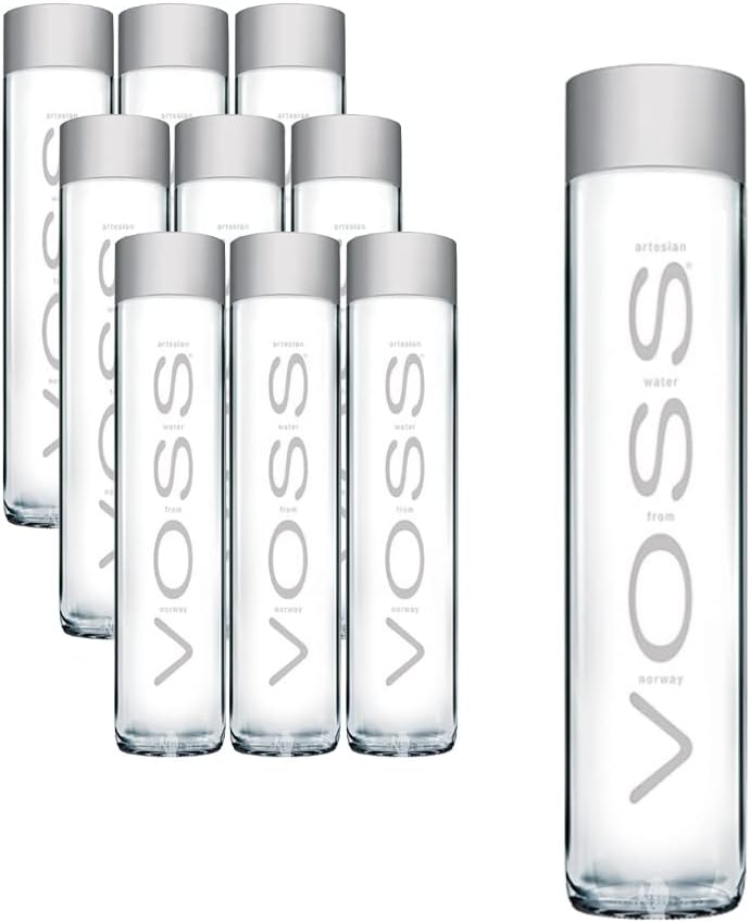 Voss Artesian Still water from Norway Naturally pure for a crisp, refreshing taste 375ml GLASS bottled water 12.7 Fl oz (Pack of 9)