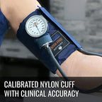 MABIS Precision Series Aneroid Sphygmomanometer Manual Blood Pressure Set with Calibrated, Nylon Cuff and Carrying Case, FSA HSA Eligible, Adult Large, Latex Free
