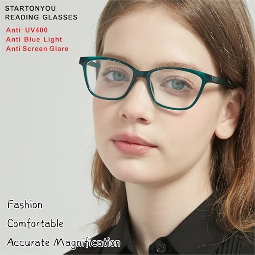 Reading Glasses for Women, 3-Pack Blue Light Computer Eyeglasses, Cat-Eye Fashion Full Frame with Spring Hinge Ladies Readers +1.5diopter