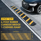 2 Pack Heavy-Duty Rubber Curbside Bridge Ramp, Vehicle Car Driveway Ramp, Rubber Threshold Bridge Tracks Curb Ramps for Car Truck Scooter Bike Motorcycle Wheelchair Mobility (2 Pack)